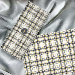 Tartan - Elfenbein-Senf-Gold und -Grafit Seidenpapier