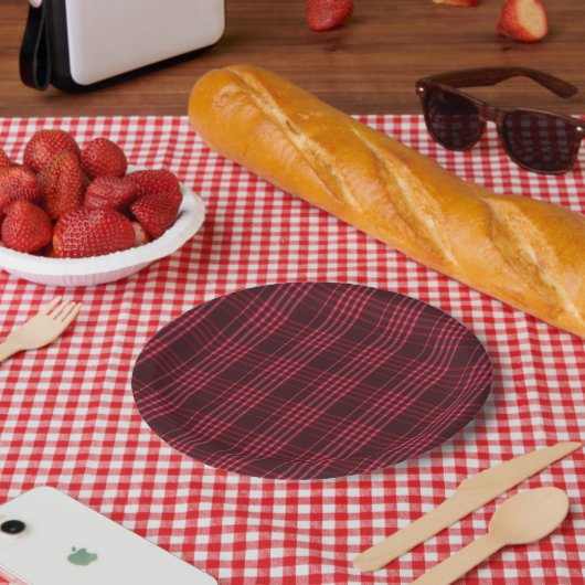 Tartan Fabric 7" Rundpapierplatte Pappteller (Picknick)