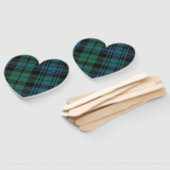 Tartan Fabric Heart Hand Fan Fächer (Non-assembled)