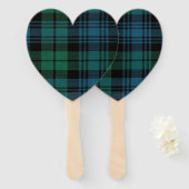 Tartan Fabric Heart Hand Fan Fächer (Vorne und Hinten)
