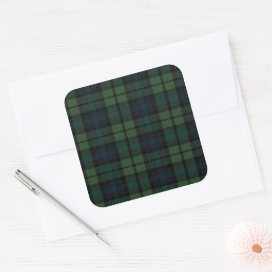 Tartan Fabric Square Stickers (Umschlag)
