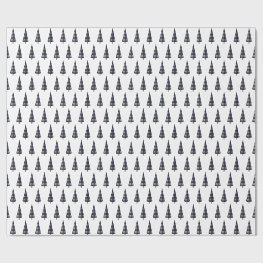 Tartan Fashion Christmas Tree Pattern Blue Geschenkpapier (Flach)