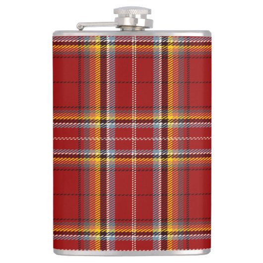 Tartan-Flasche (rot und gelb) Flachmann (Vorderseite)