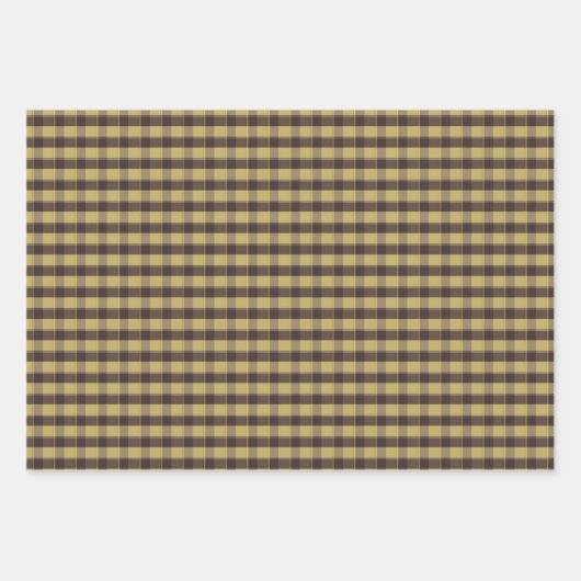 Tartan flower yellow brown set wrapping paper geschenkpapier set (Vorderseite 3)