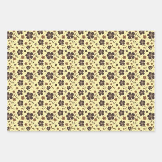 Tartan flower yellow brown set wrapping paper geschenkpapier set (Vorderseite 2)