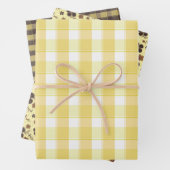 Tartan flower yellow brown set wrapping paper geschenkpapier set (Beispiel)