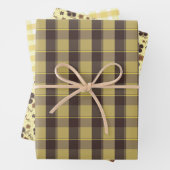Tartan flower yellow brown set wrapping paper geschenkpapier set (Beispiel)