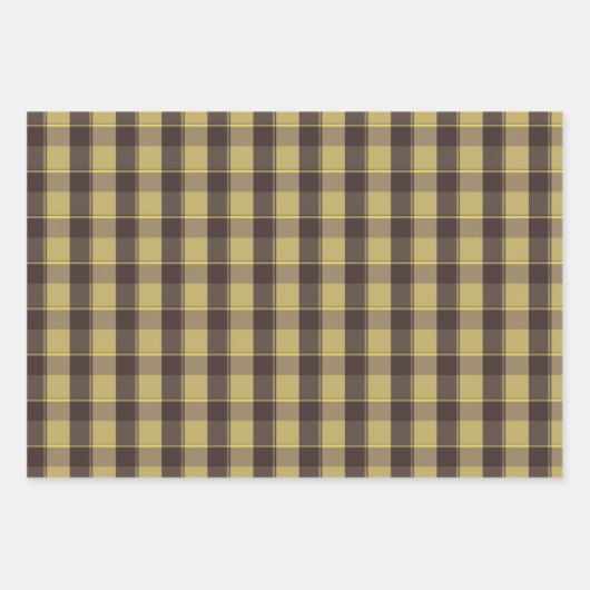 Tartan flower yellow brown set wrapping paper geschenkpapier set (Vorderseite)