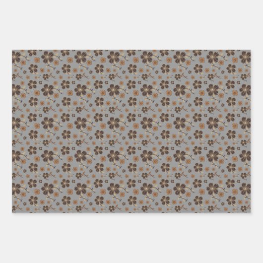 Tartan flower yellow grey set wrapping paper geschenkpapier set (Vorderseite 2)