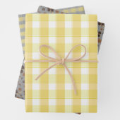 Tartan flower yellow grey set wrapping paper geschenkpapier set (Beispiel)