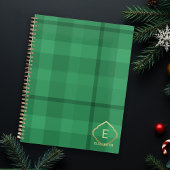 Tartan Forest Green Monogram Gold Planer