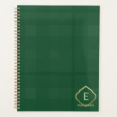 Tartan Forest Green Monogram Gold Planer (Vorderseite)