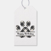 Tartan Geburtstag Karierte Paw Print auf Weiß Geschenkanhänger (Vorderseite)