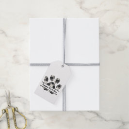 Tartan Geburtstag Karierte Paw Print auf Weiß Geschenkanhänger