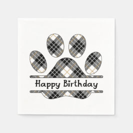 Tartan Geburtstag Karierte Paw Print auf Weiß Serviette