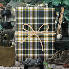 Tartan - Graphit Ivory and Mustard Gold Geschenkpapier Set