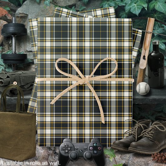 Tartan - Graphit Ivory and Mustard Gold Geschenkpapier Set