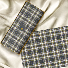Tartan - Graphit Ivory and Mustard Gold Seidenpapier