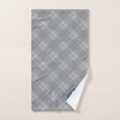 Tartan Gray Blue White, Mit Monogramm Badhandtuch Set (Handtuch)