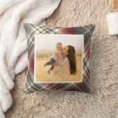 Tartan Gray Red Foto Kissen (Decke)