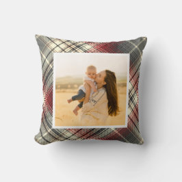 Tartan Gray Red Foto Kissen