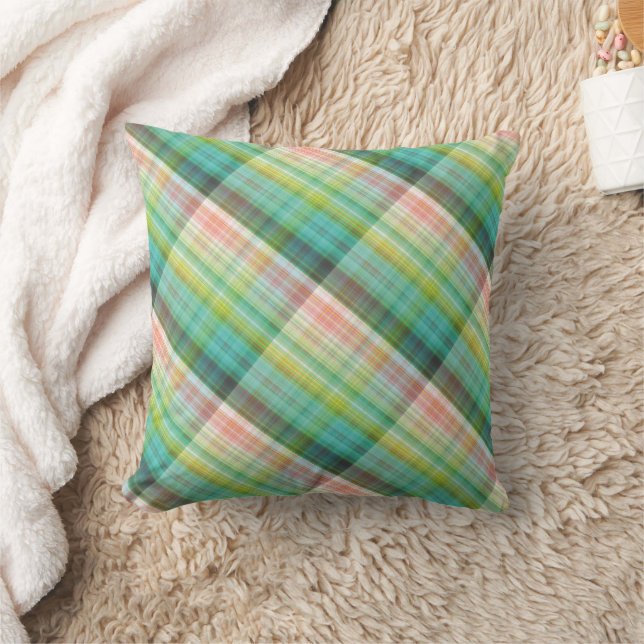 Tartan Green Tan Kariert Kissen (Decke)