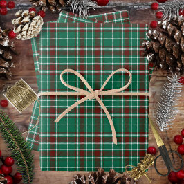 Tartan - Green White Russet Red Geschenkpapier Set