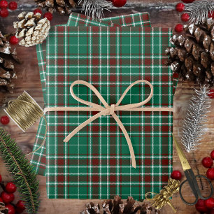 Tartan - Green White Russet Red Geschenkpapier Set