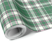 Tartan - Grün-Elfenbeinrot-Rose Geschenkpapier (Rolleneckpunkt)