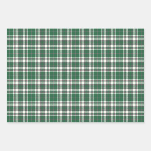 Tartan - Grün-Elfenbeinrot-Rose Geschenkpapier Set (Vorderseite)
