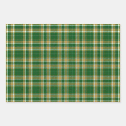 Tartan - grünes Karamelll, goldweiß Geschenkpapier Set (Vorderseite)