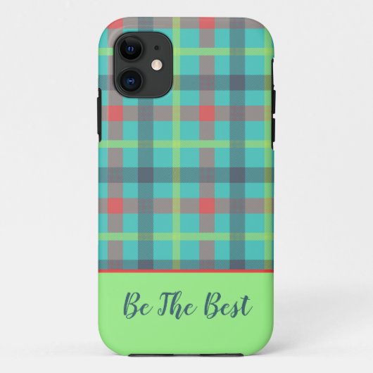 Tartan-grüngelb iPhone Case (Rückseite)