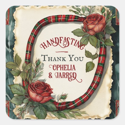 TARTAN HANDFASTING STICKERS FÜR GÜNSTIGE ENVELOPEN (Vorderseite)