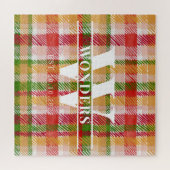 Tartan Hart Plaid Maßgeschneiderte Monogramm Puzzle (Horizontal)