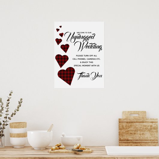 Tartan Heart Unplugged Wedding Sign Poster (Küche)
