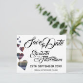 Tartan Hearts Save the Date Postkarte (Stehend Vorderseite)