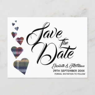 Tartan Herz Save the Date Postkarte