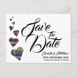 Tartan Herz Save the Date Postkarte
