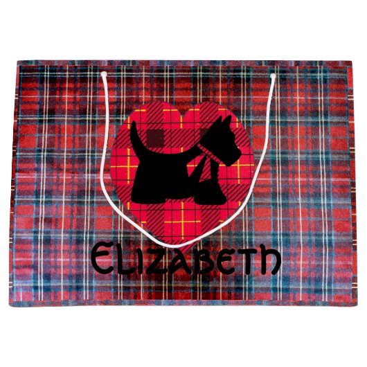 Tartan-Herz Scotty große Geschenk-Tasche Geschenktüte (Vorderseite)