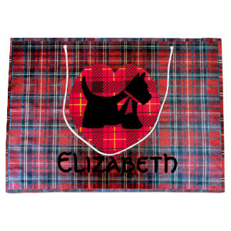 Tartan-Herz Scotty große Geschenk-Tasche Große Geschenktüte