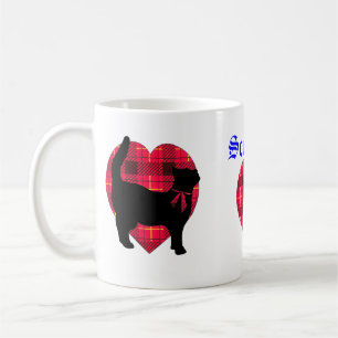 Tartan-Herzen u. glückliche schwarze Katzen-Tasse Kaffeetasse