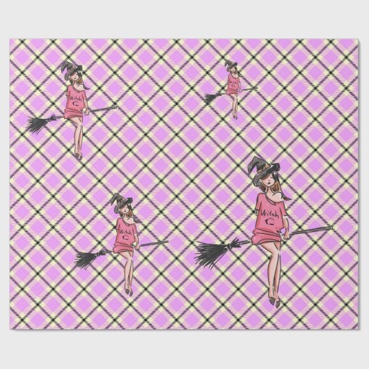 Tartan & Hexenmädchen, pastellfarbene, karierte Mu Geschenkpapier (Flach)