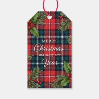 Tartan & Holly Weihnachten Geschenkanhänger