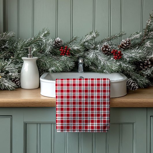 Tartan Home Towels Red Black Gift for Fresh Start Badhandtuch Set