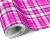 Tartan - Hot Pink-White-Black Geschenkpapier (Rolleneckpunkt)