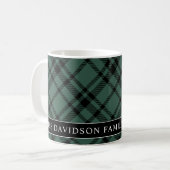 Tartan Hunter Green Kariert Custom Family Monogram Kaffeetasse (Vorderseite Links)