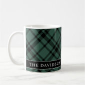 Tartan Hunter Green Kariert Custom Family Monogram Kaffeetasse (Links)