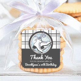 Tartan Ice Skaten Kindergeburtstag Gastgeschenk Quadratischer Aufkleber