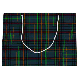 Tartan in Blau, Orange, Grün... Große Geschenktüte