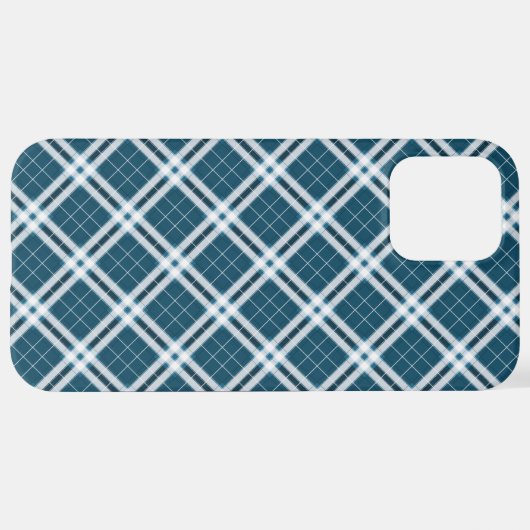 Tartan in blau-weiß iPhone Case Hülle (Hinten horizontal)